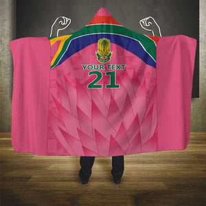 South Africa Cricket Custom Hooded Blanket African King Proteas Pink