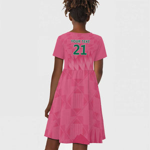 South Africa Cricket Custom Kid Short Sleeve Dress African King Proteas Pink