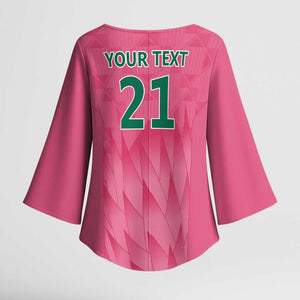 South Africa Cricket Custom Kimono Sleeve Blouse African King Proteas Pink