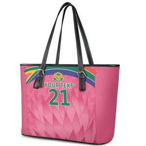 South Africa Cricket Custom Leather Tote Bag African King Proteas Pink