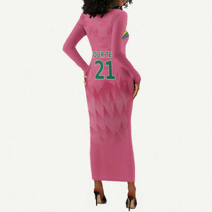 South Africa Cricket Custom Long Sleeve Bodycon Dress African King Proteas Pink