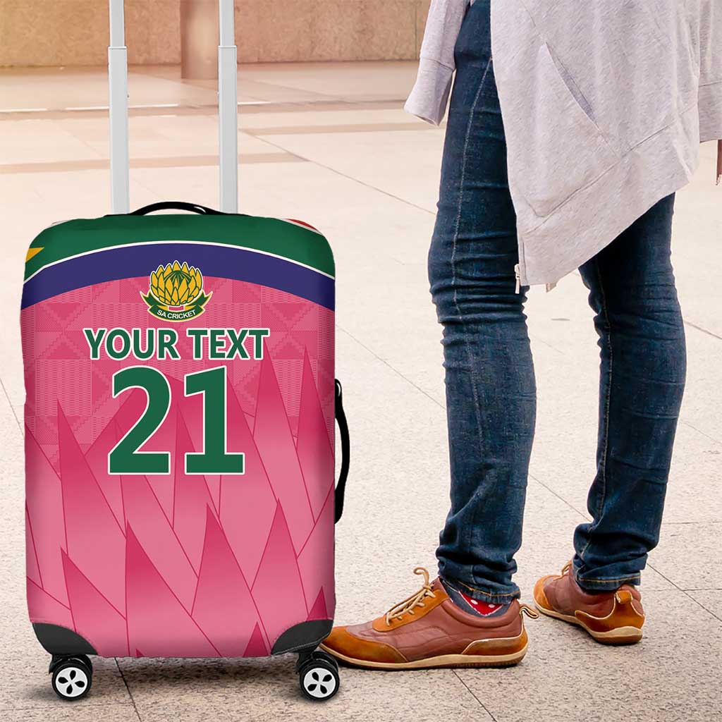 South Africa Cricket Custom Luggage Cover African King Proteas Pink