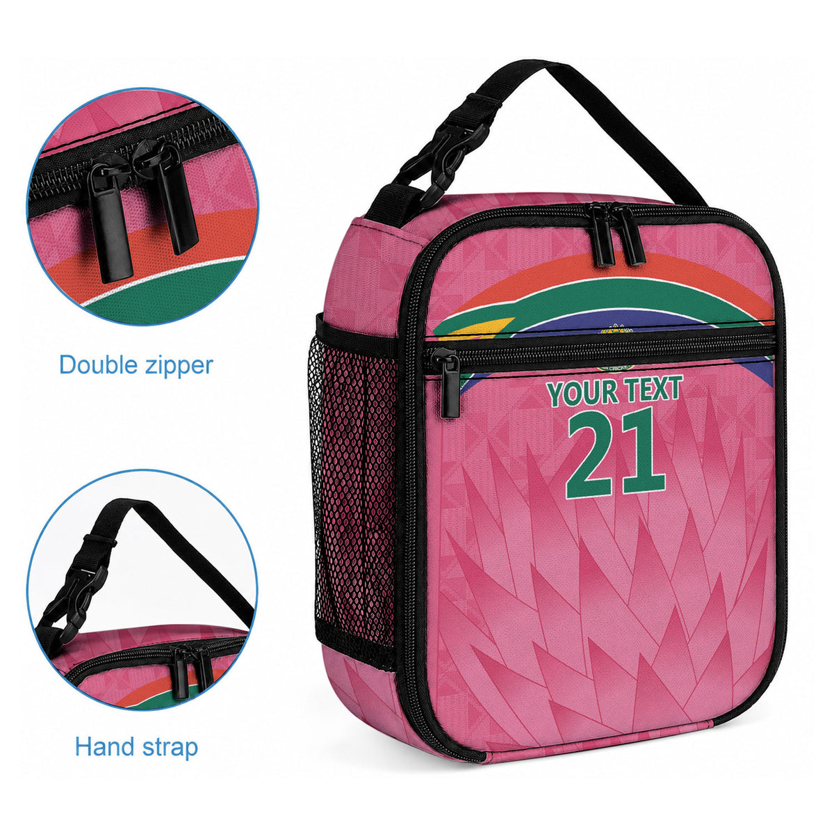 South Africa Cricket Custom Lunch Bag African King Proteas Pink