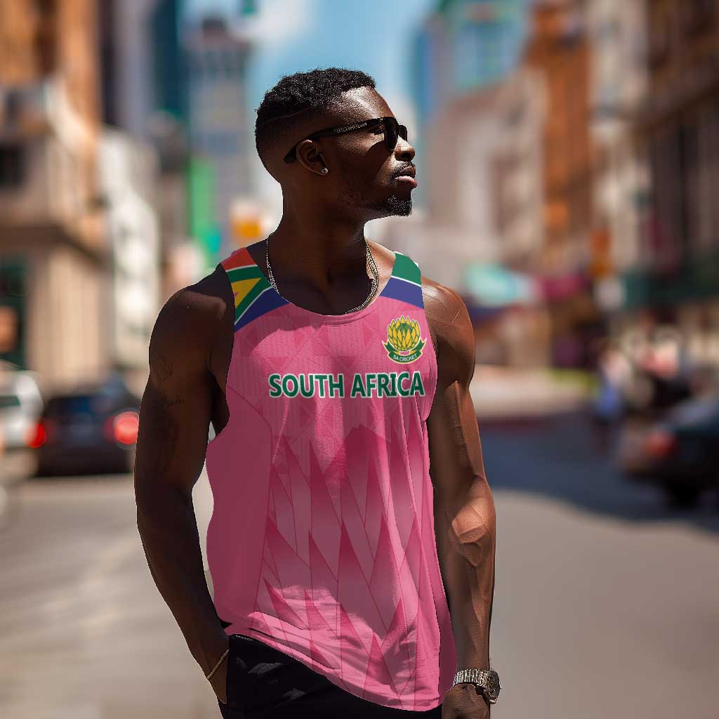 South Africa Cricket Custom Men Tank Top African King Proteas Pink