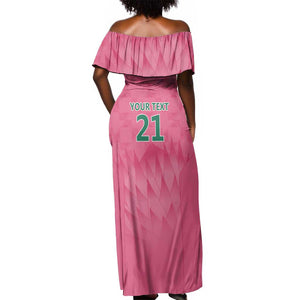 South Africa Cricket Custom Off Shoulder Maxi Dress African King Proteas Pink