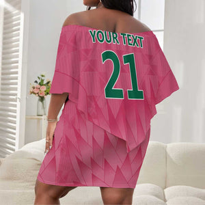 South Africa Cricket Custom Off Shoulder Short Dress African King Proteas Pink