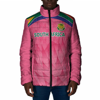South Africa Cricket Custom Padded Jacket African King Proteas Pink
