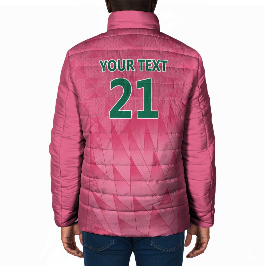 South Africa Cricket Custom Padded Jacket African King Proteas Pink