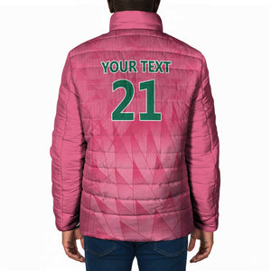 South Africa Cricket Custom Padded Jacket African King Proteas Pink