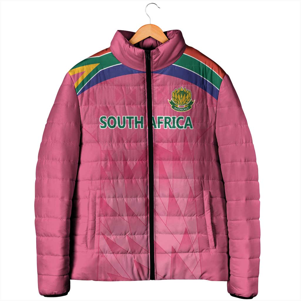 South Africa Cricket Custom Padded Jacket African King Proteas Pink