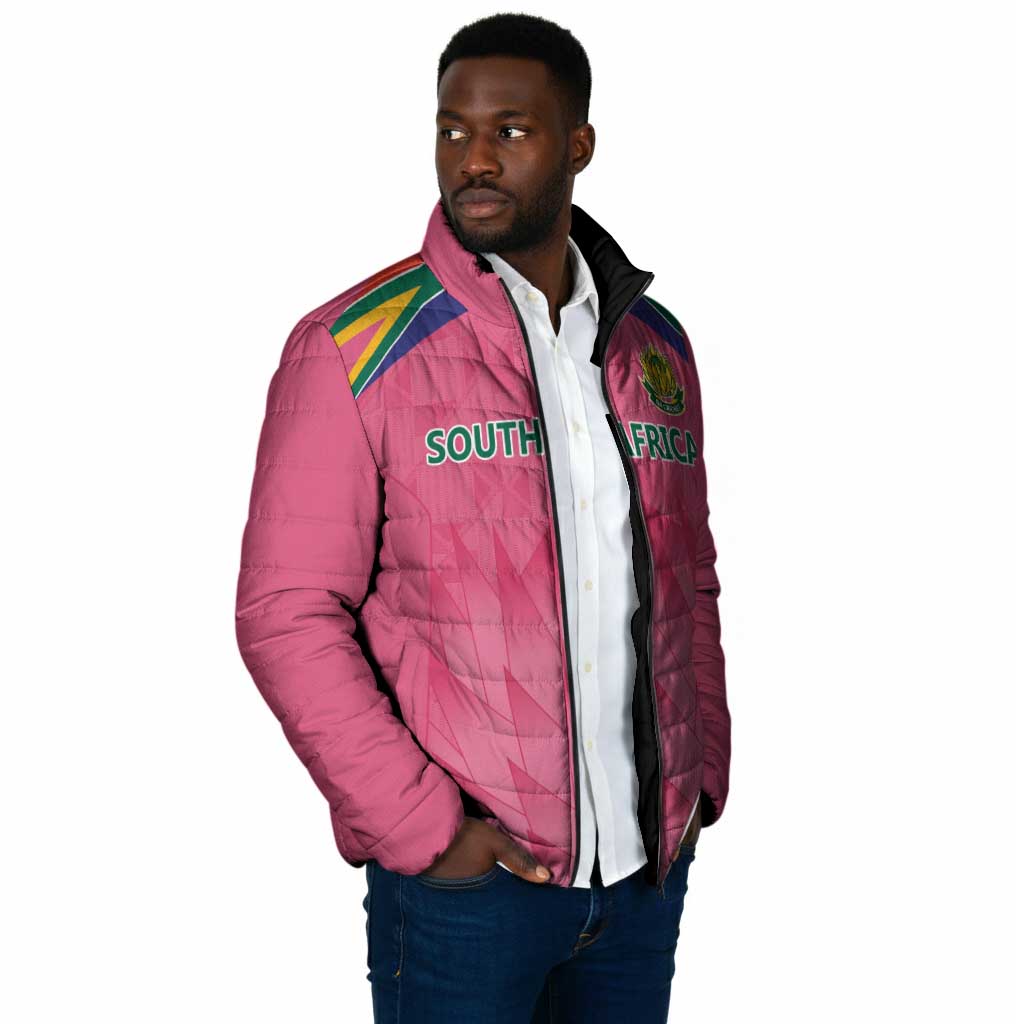 South Africa Cricket Custom Padded Jacket African King Proteas Pink