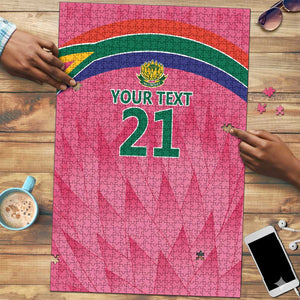 South Africa Cricket Custom Puzzle African King Proteas Pink