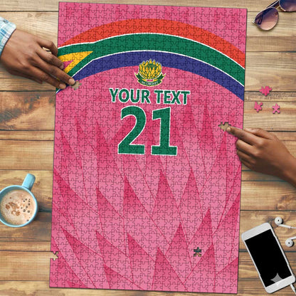 South Africa Cricket Custom Puzzle African King Proteas Pink