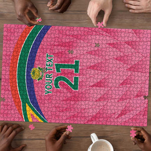 South Africa Cricket Custom Puzzle African King Proteas Pink