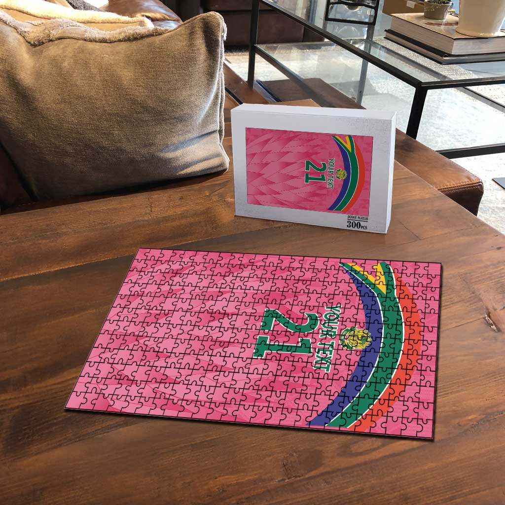 South Africa Cricket Custom Puzzle African King Proteas Pink