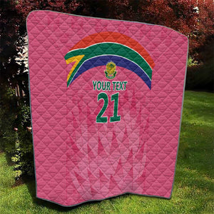 South Africa Cricket Custom Quilt African King Proteas Pink