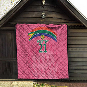 South Africa Cricket Custom Quilt African King Proteas Pink