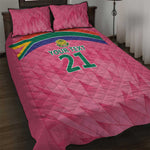 South Africa Cricket Custom Quilt Bed Set African King Proteas Pink