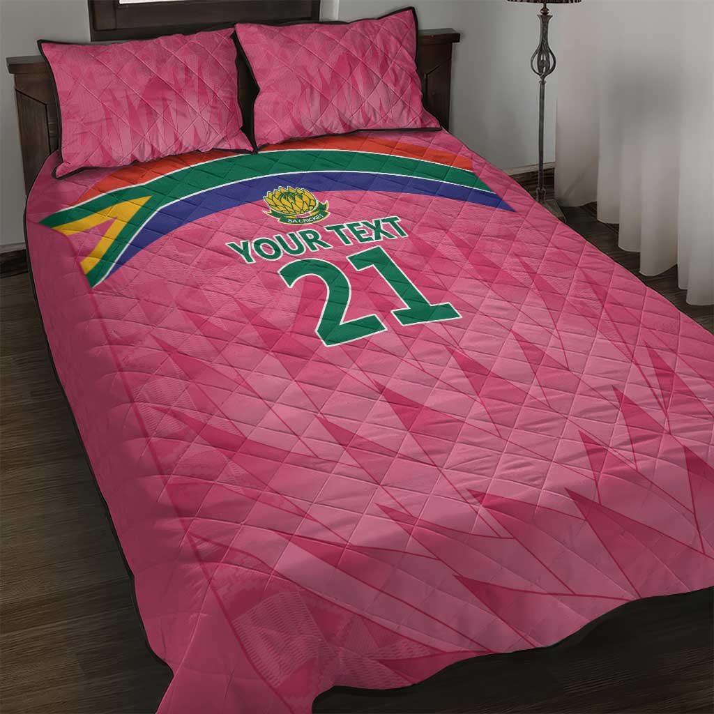 South Africa Cricket Custom Quilt Bed Set African King Proteas Pink