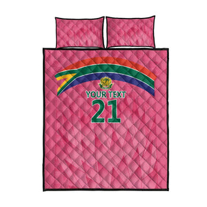 South Africa Cricket Custom Quilt Bed Set African King Proteas Pink