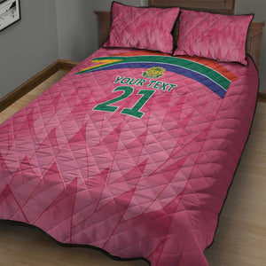 South Africa Cricket Custom Quilt Bed Set African King Proteas Pink