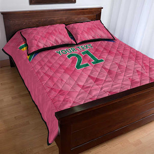 South Africa Cricket Custom Quilt Bed Set African King Proteas Pink