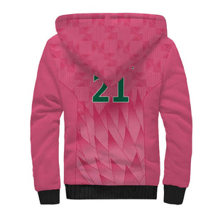 South Africa Cricket Custom Sherpa Hoodie African King Proteas Pink