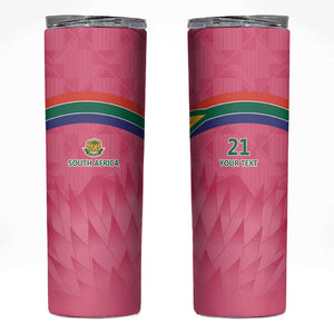 South Africa Cricket Custom Skinny Tumbler African King Proteas Pink