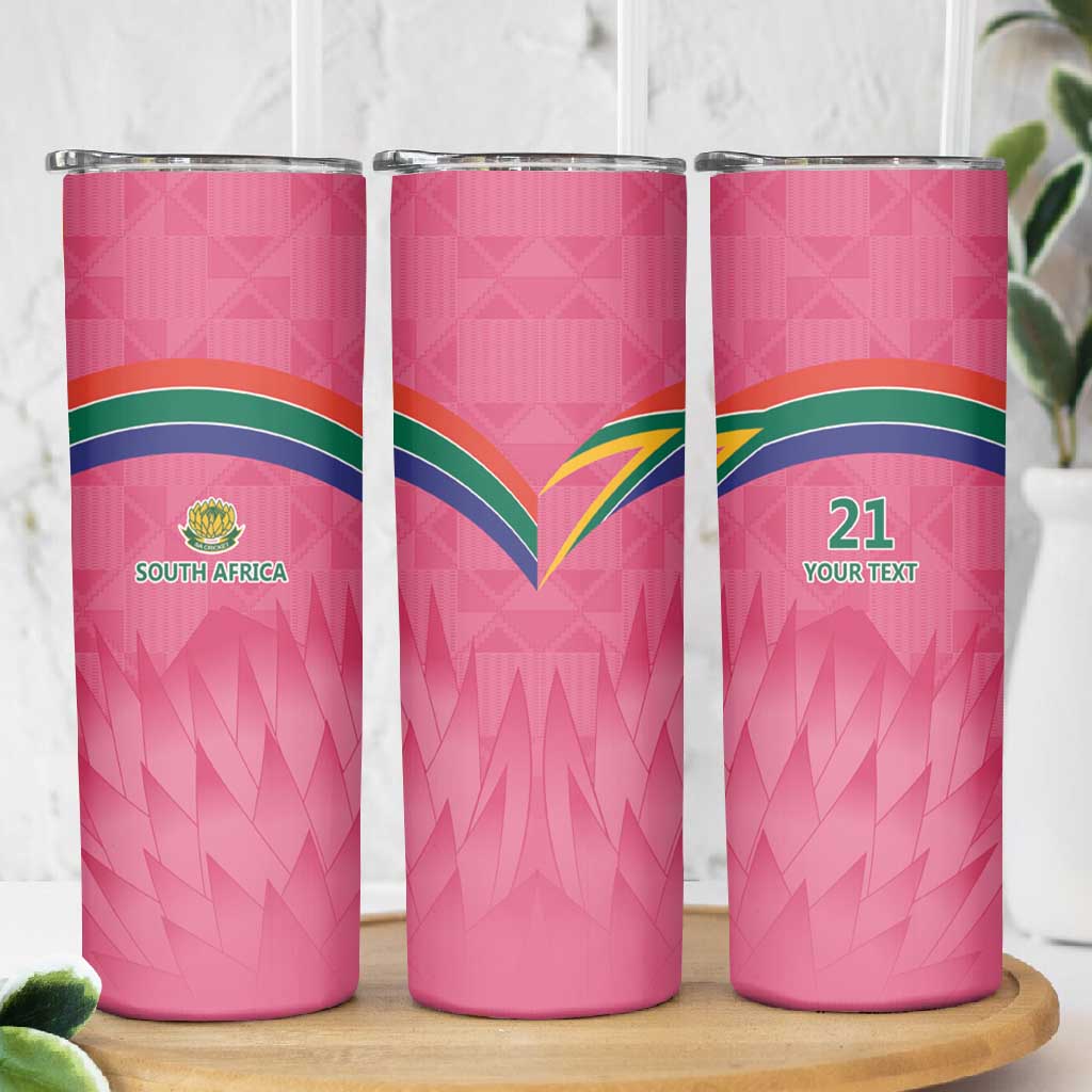 South Africa Cricket Custom Skinny Tumbler African King Proteas Pink