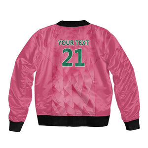 South Africa Cricket Custom Sleeve Zip Bomber Jacket African King Proteas Pink