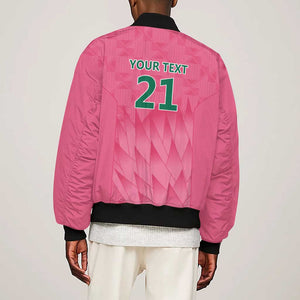 South Africa Cricket Custom Sleeve Zip Bomber Jacket African King Proteas Pink