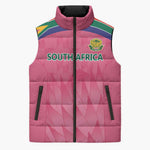 South Africa Cricket Custom Sleeveless Puffer Jacket African King Proteas Pink