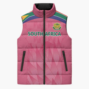 South Africa Cricket Custom Sleeveless Puffer Jacket African King Proteas Pink