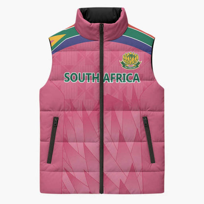 South Africa Cricket Custom Sleeveless Puffer Jacket African King Proteas Pink