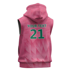 South Africa Cricket Custom Sleeveless Zip Hoodie African King Proteas Pink - African Pride
