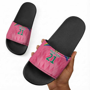 South Africa Cricket Custom Slide Sandals African King Proteas Pink
