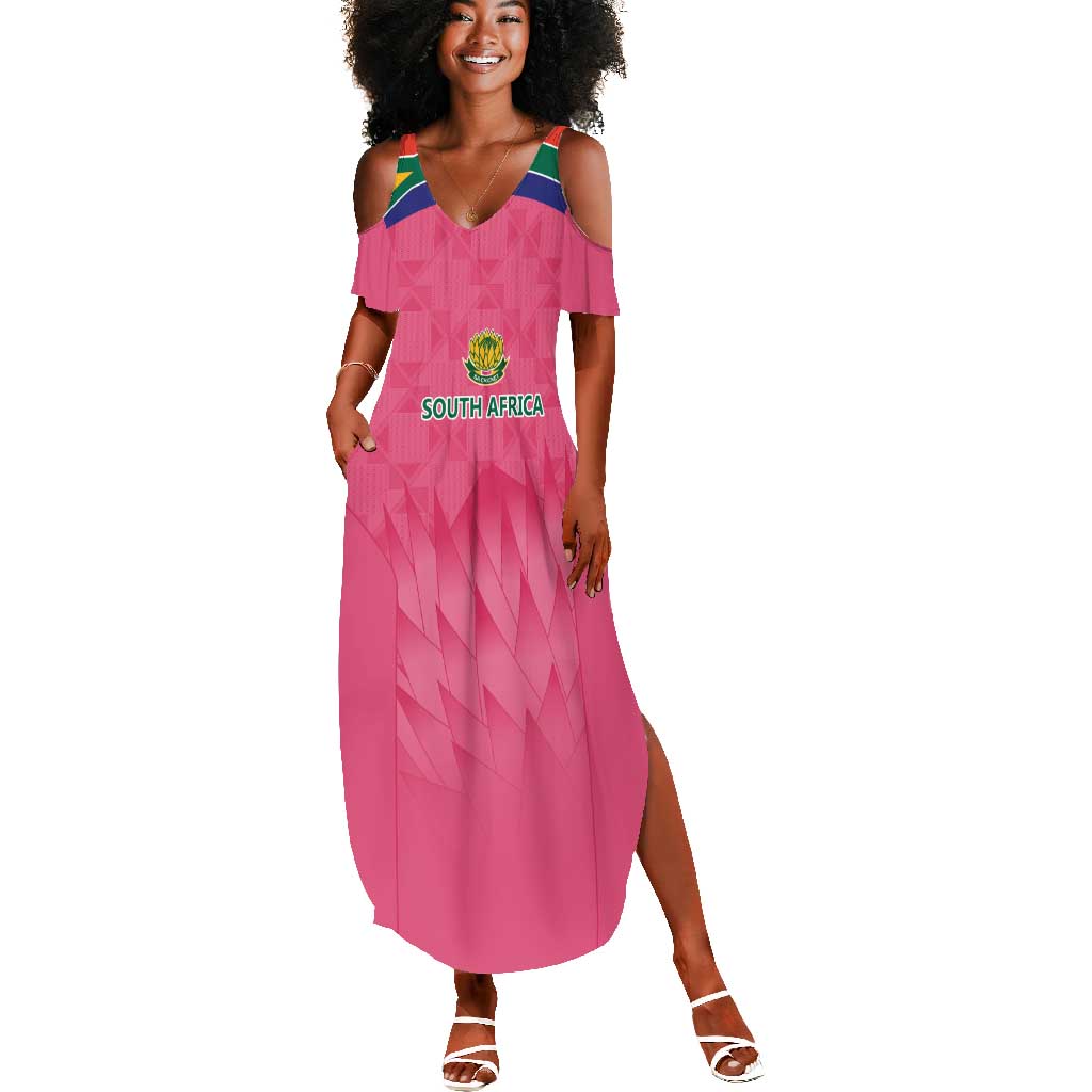 South Africa Cricket Custom Summer Maxi Dress African King Proteas Pink