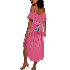 South Africa Cricket Custom Summer Maxi Dress African King Proteas Pink