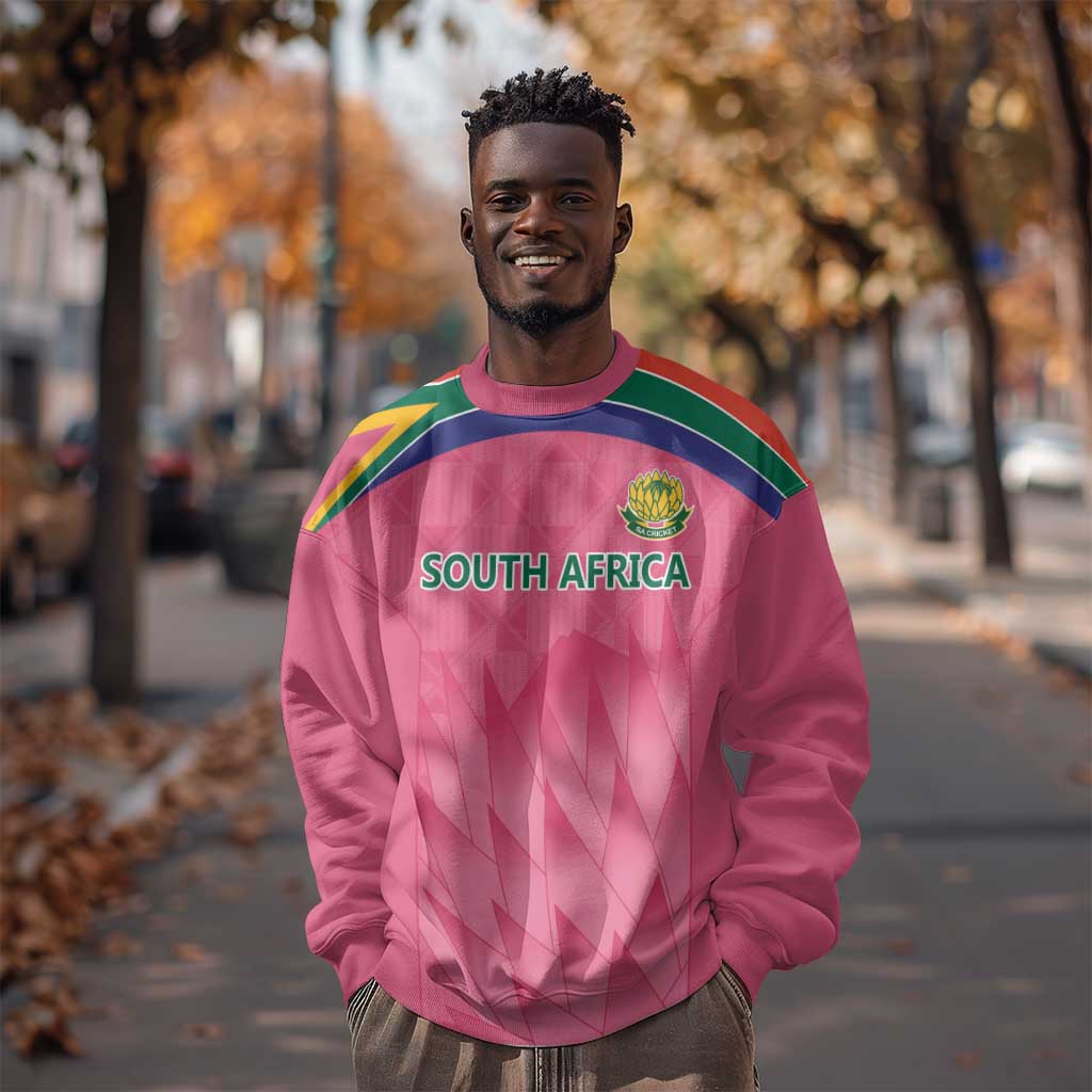 South Africa Cricket Custom Sweatshirt African King Proteas Pink