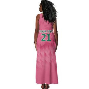 South Africa Cricket Custom Tank Maxi Dress African King Proteas Pink