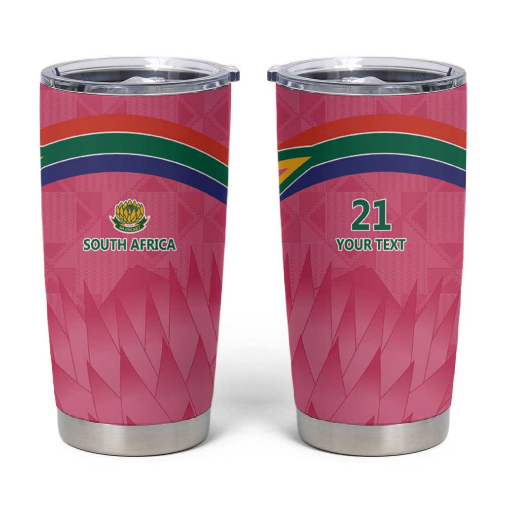 South Africa Cricket Custom Tumbler Cup African King Proteas Pink