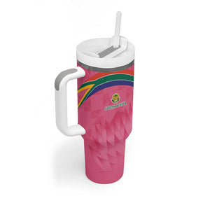 South Africa Cricket Custom Tumbler With Handle African King Proteas Pink