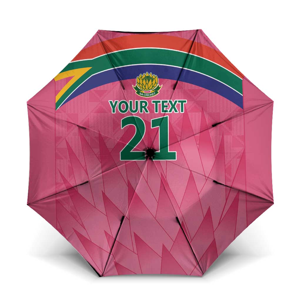 South Africa Cricket Custom Umbrella African King Proteas Pink