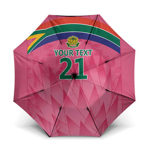 South Africa Cricket Custom Umbrella African King Proteas Pink