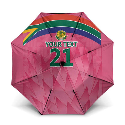 South Africa Cricket Custom Umbrella African King Proteas Pink