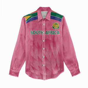 South Africa Cricket Custom Women Casual Shirt African King Proteas Pink