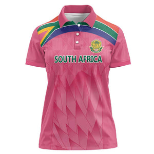 South Africa Cricket Custom Women Polo Shirt African King Proteas Pink