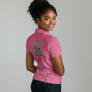 South Africa Cricket Custom Women Polo Shirt African King Proteas Pink