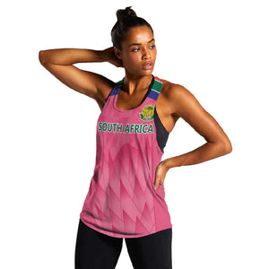 South Africa Cricket Custom Women Racerback Tank African King Proteas Pink