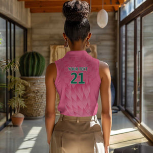 South Africa Cricket Custom Women Sleeveless Polo Shirt African King Proteas Pink